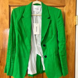 Frame Denim Green Blazer Tailored Suit Jacket